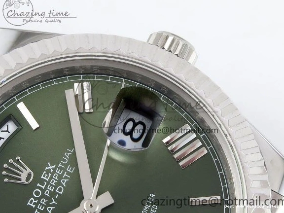 Best AAA Replica Sites Bracelet JDF 1440 V3 904L on TravelReady (Gain President 40 DayDate Weight) Steel VR3255 SS Dial Green Roman 1218